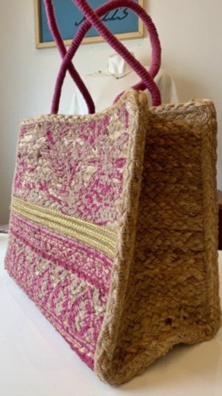 ピンクとゴールドの夏のジュートBAG♪