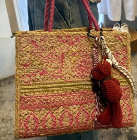 ピンクとゴールドの夏のジュートBAG♪