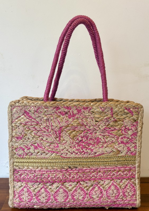 ピンクとゴールドの夏のジュートBAG♪