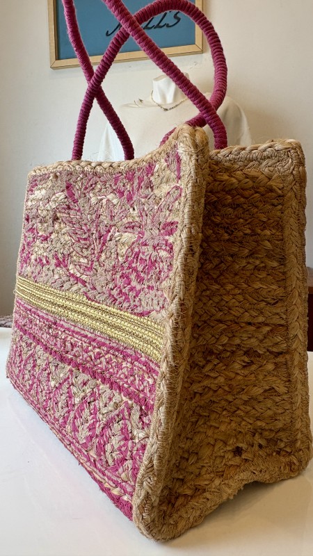ピンクとゴールドの夏のジュートBAG♪